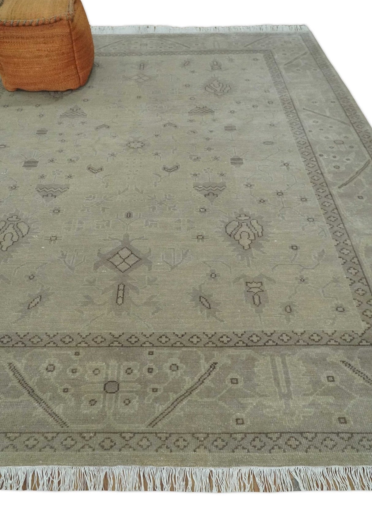 Antique 8x10 Hand Knotted Beige Traditional Vintage Persian Wool Rug