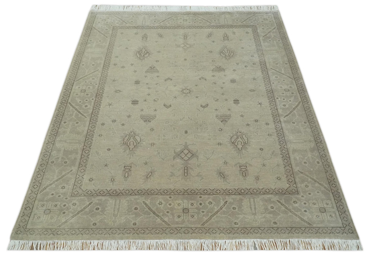 Antique 8x10 Hand Knotted Beige Traditional Vintage Persian Wool Rug