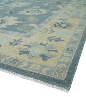 Antique Blue and Beige Multi size Hand Knotted Traditional Oushak Wool Area Rug