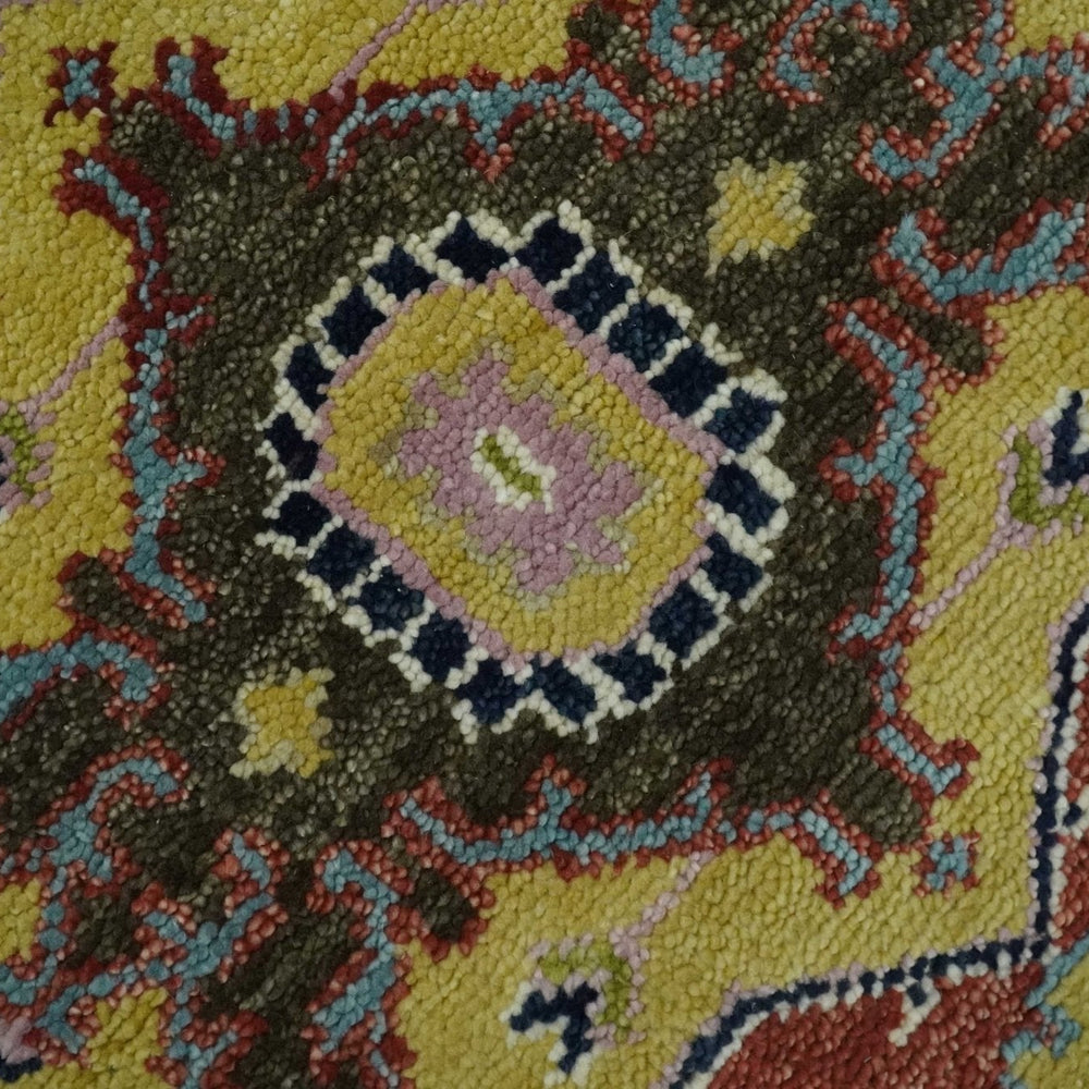Blue and Rust Hand Knotted Traditional Heriz Style Multi Size Wool Area Rug