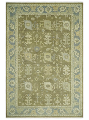 Antique Gray and Beige Hand Knotted Traditional Oushak Wool Rug