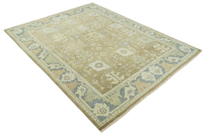 Antique Gray and Beige Hand Knotted Traditional Oushak Wool Rug