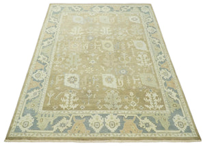 Antique Gray and Beige Hand Knotted Traditional Oushak Wool Rug