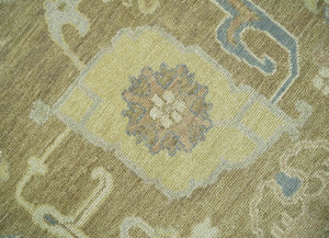 Antique Gray and Beige Hand Knotted Traditional Oushak Wool Rug