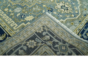 Antique design Gray, Olive and Blue Traditional Hand Knotted Custom Made wool Rug