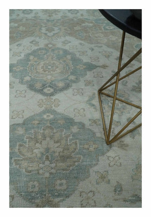 Antique Design Medallion Earthy Ivory and Camel 8x10 wool Area Rug