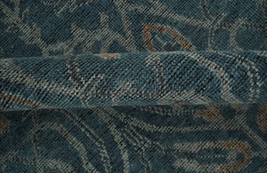 Antique Design Teal, Silver and Dark Peach Hand Knotted Traditional Design 8x10 wool Area rug