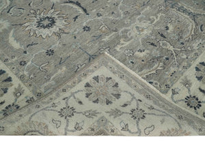 Custom Made Traditional Antique Distressed Gray and Beige Hand Knotted Wool Area Rug