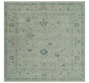 Antique Distressed look Beige and Charcoal Low Pile Multi Size Oushak wool Area Rug