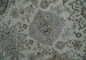 Antique Distressed style Ivory, Charcoal and Beige Low Pile 8x10 wool Area Rug
