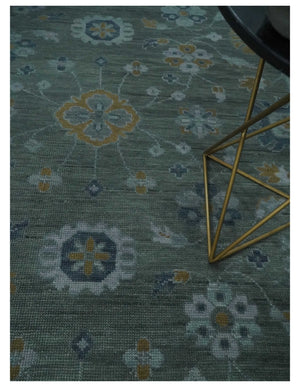 Antique Finish Gray Hand knotted Traditional Oushak Custom Made wool Area Rug