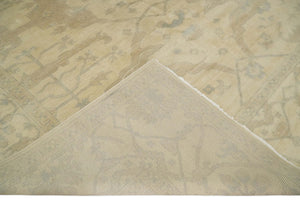 Antique Finish Hand Knotted 8x10 Beige and Brown Traditional Oushak Area Rug