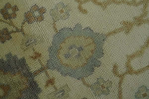 Antique Floral Beige, Olive and Rust Hand knotted Oriental Oushak 8x10 wool Area rug