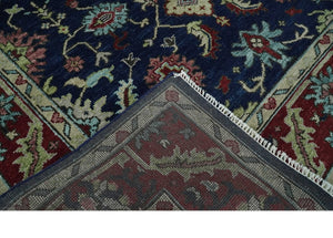 Hand Knotted Blue and Maroon Traditional Oriental Oushak Custom Made Wool Area Rug