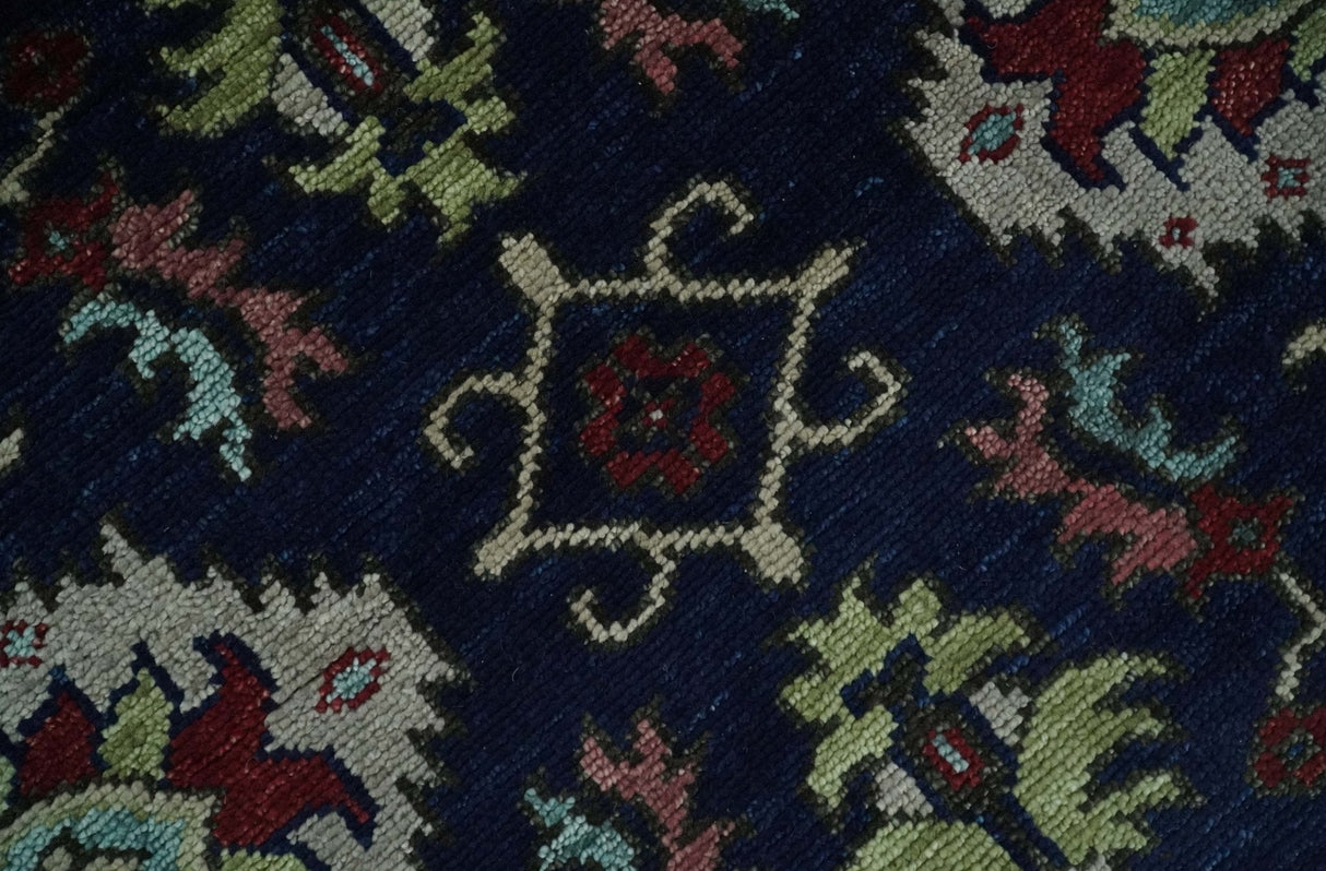 Hand Knotted Blue and Maroon Traditional Oriental Oushak Custom Made Wool Area Rug