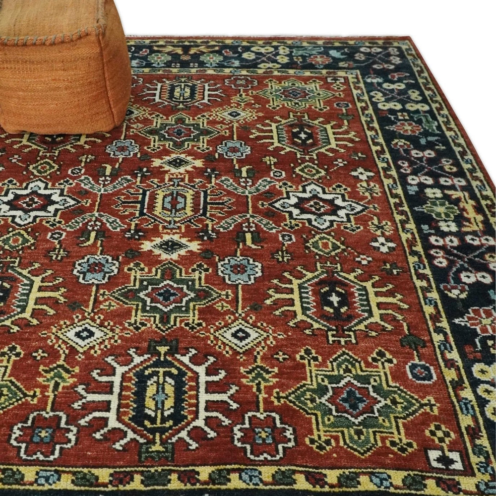 Antique Hand Knotted Rust and Black Traditional Persian Custom Made Wool Area Rug