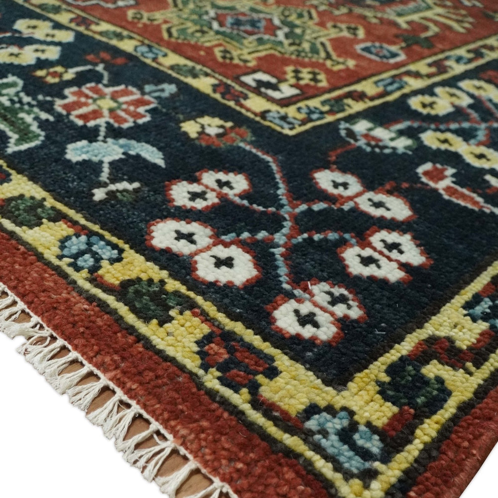 Antique Hand Knotted Rust and Black Traditional Persian Custom Made Wool Area Rug