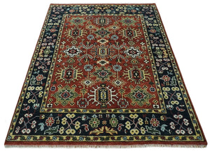 Antique Hand Knotted Rust and Black Traditional Persian Custom Made Wool Area Rug