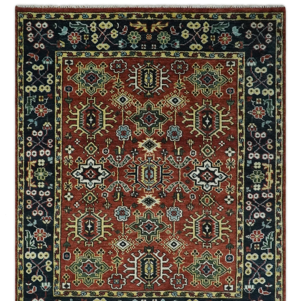 Antique Hand Knotted Rust and Black Traditional Persian Custom Made Wool Area Rug