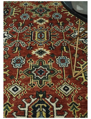 Antique Hand Knotted Rust and Black Traditional Persian Custom Made Wool Area Rug