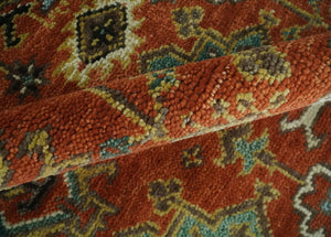 Custom Made Hand Knotted Rust and Black Traditional Wool Rug