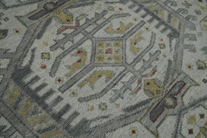 Distressed Traditional Turkish Hand Knotted Gray Custom Made wool Area Rug