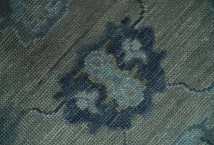 Antique Hand Knotted Beige, Charcoal and Silver Traditional Oushak wool Area Rug