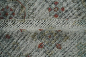 Distressed Hand Knotted Traditional  Silver and Rust Custom Made Wool Area Rug