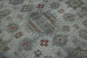 Distressed Hand Knotted Traditional  Silver and Rust Custom Made Wool Area Rug