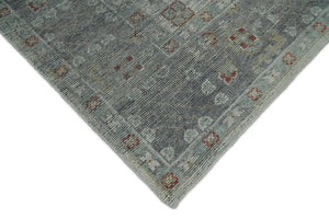 Distressed Hand Knotted Traditional  Silver and Rust Custom Made Wool Area Rug