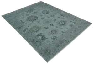 Antique look Bluish Gray Hand knotted Traditional Oushak Multi Size wool area Rug