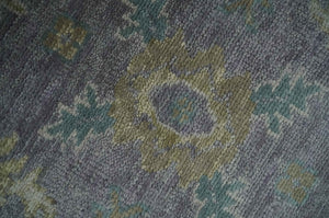 Antique look Charcoal and Olive Hand Knotted 9x12 Traditional Oushak Wool Area Rug