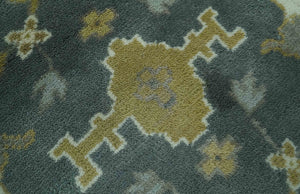 Antique look Charcoal, Ivory and Olive 6x9 Hand Knotted Traditional Oriental Oushak wool rug