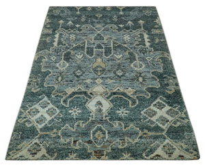 Antique look Gray and Silver 5.6x8.6 Traditional Large Design Hand Knotted wool Rug
