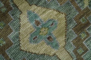 Antique look Green and Olive Hand Knotted Traditional Oushak 9x12 wool area rug