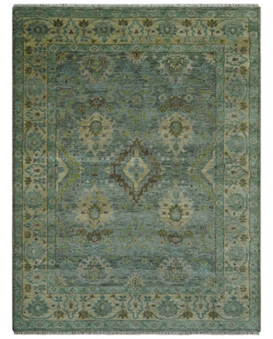 Antique look Green and Olive Hand Knotted Traditional Oushak 9x12 wool area rug
