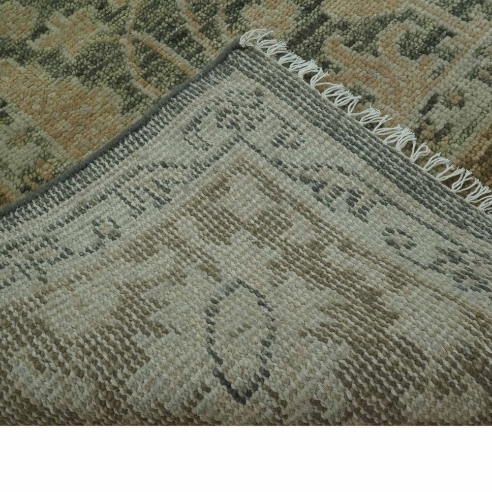 Antique look vintage style Green, Beige and Brown traditional Hand Knotted Multi Size wool rug