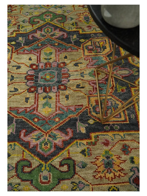 Antique Moss Green and Pink Traditional Multi Size Wool Area Rug