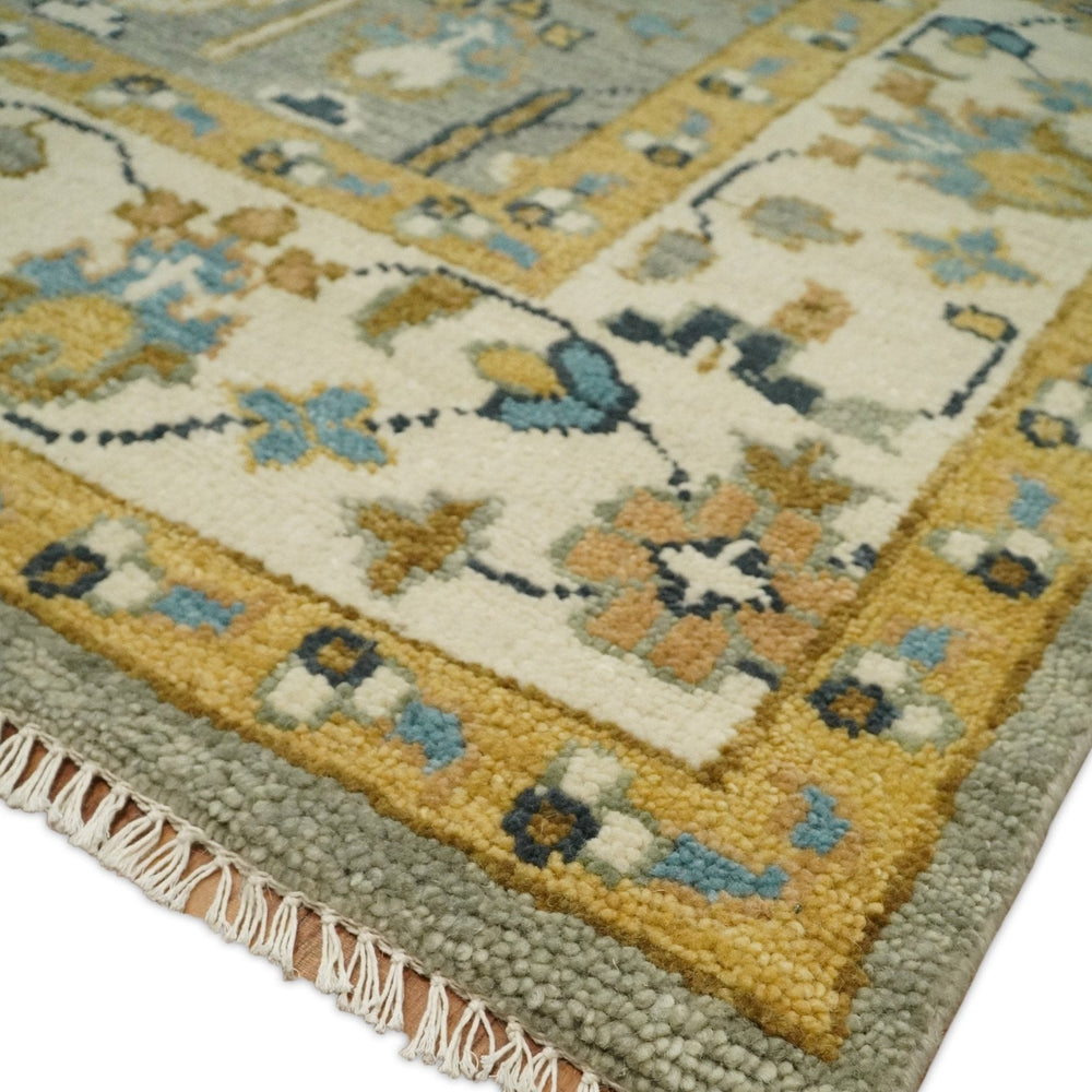 Antique Silver and Gold Hand Knotted Traditional Vintage Style Multi size Wool Area Rug
