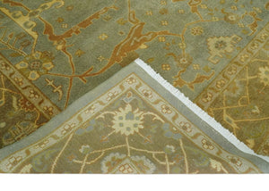 Antique Moss 8x10 Hand Knotted Gray and Brown Traditional Oushak Style Wool Rug