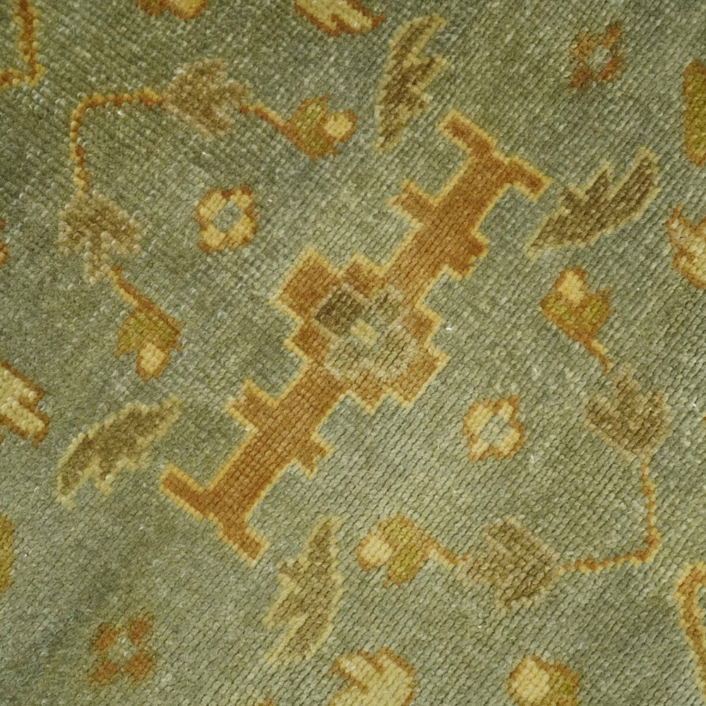 Antique Moss 8x10 Hand Knotted Gray and Brown Traditional Oushak Style Wool Rug