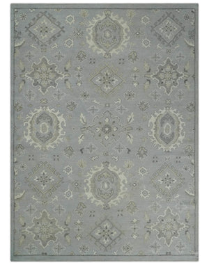 Antique Style Silver And Beige Modern Oushak wool Area Rug