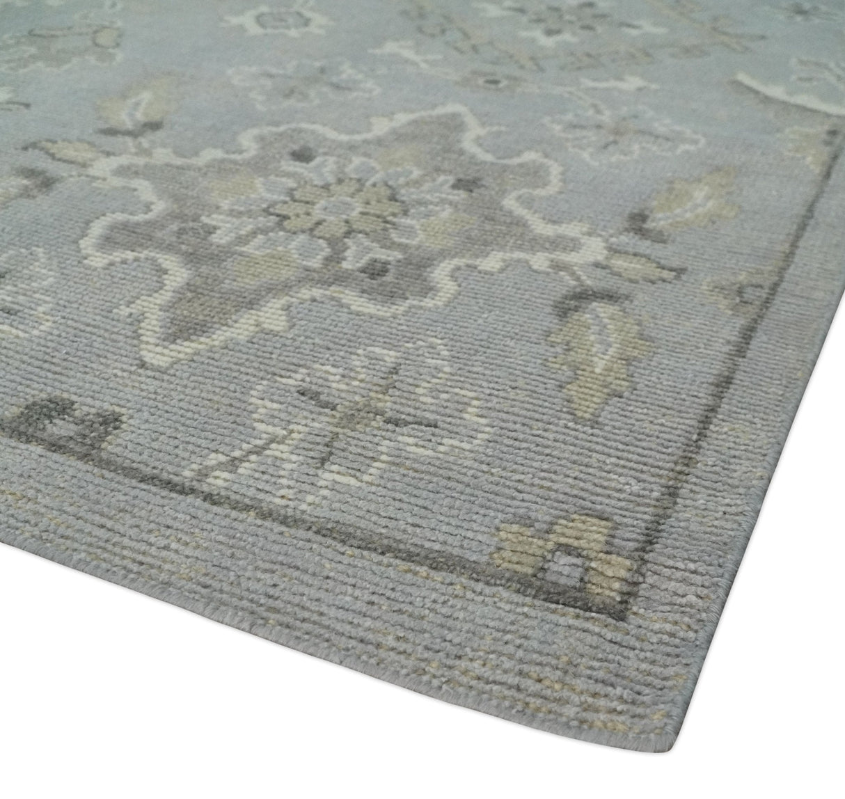 Antique Style Silver And Beige Modern Oushak wool Area Rug