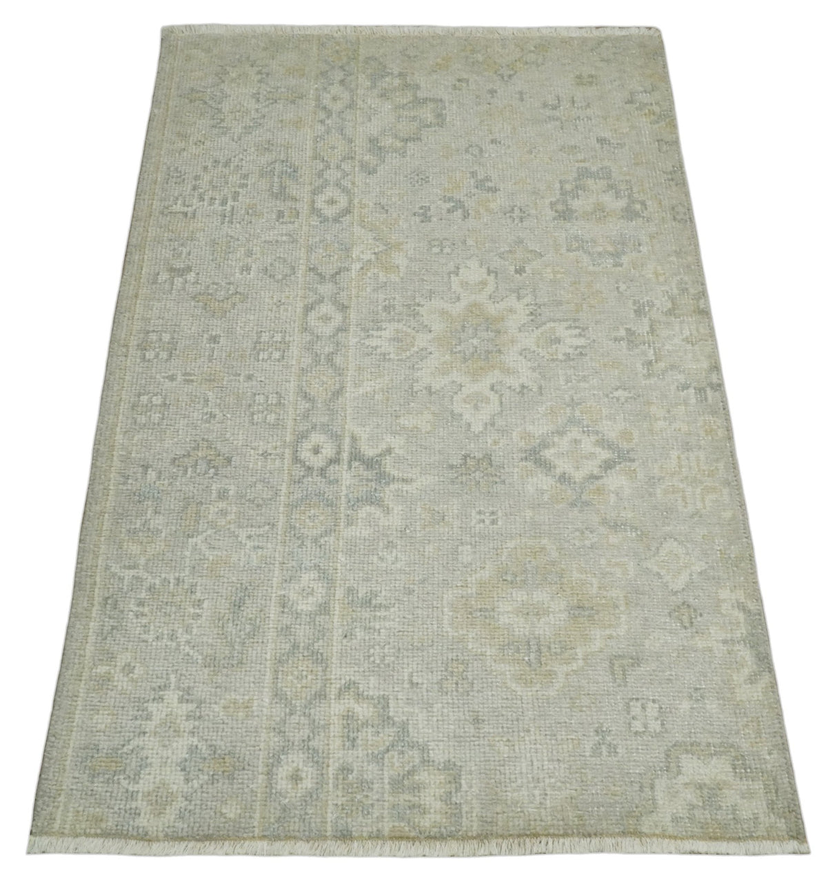 Antique Persian 2x3 Beige and Gray Hand Knotted Wool Area Rug