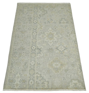 Antique Persian 2x3 Beige and Gray Hand Knotted Wool Area Rug