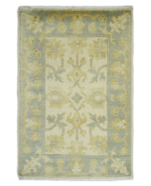 Antique Persian 2x3 Beige and Gray Hand Knotted Wool Area Rug
