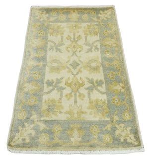Antique Persian 2x3 Beige and Gray Hand Knotted Wool Area Rug