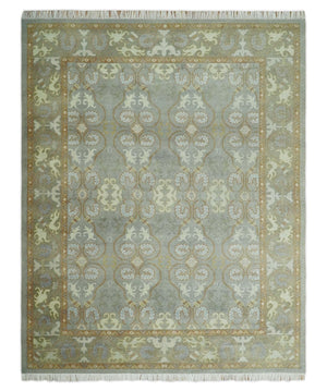 Antique Persian 8x10 Hand Knotted Gray and Beige Traditional Persian Wool Rug