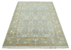 Antique Persian 8x10 Hand Knotted Gray and Beige Traditional Persian Wool Rug