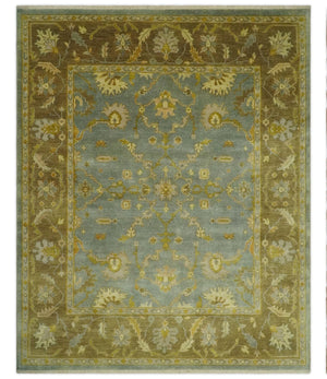 Antique Traditional Persian Gray and Brown 8x10 Hand Knotted Wool Rug